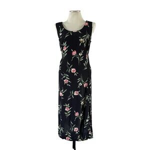 Vtg Y2K 2000s Cimmaron Plus Black Dark Floral Maxi Dress Wmns Sz 16 Cottagecore